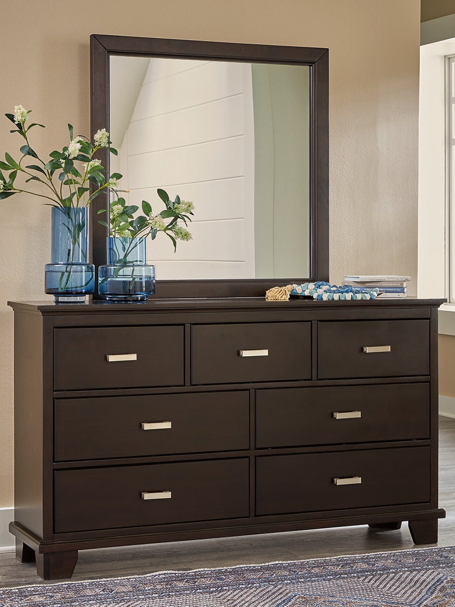 Cassel Furniture Outlet - Ashley Furniture - Covetown Bedroom - Dresser and Mirror / Dark Brown - B441B1