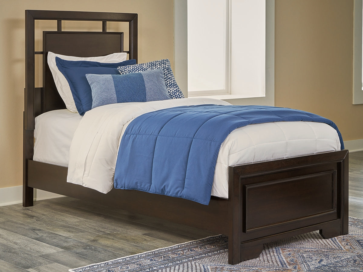 Cassel Furniture Outlet - Ashley Furniture - Covetown Bedroom - Twin Panel Bed / Dark Brown - B441B2