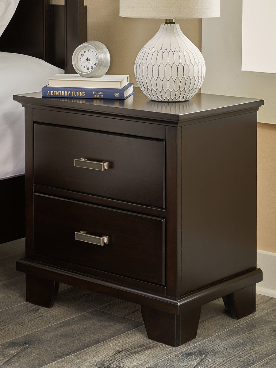 Cassel Furniture Outlet - Ashley Furniture - Covetown Bedroom - Two Drawer Night Stand / Dark Brown - B441-92