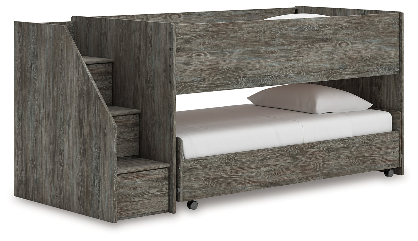 Cassel Furniture Outlet - Ashley Furniture - Frandern Bedroom - Twin over Twin Loft Bed / Gray - B4480B13
