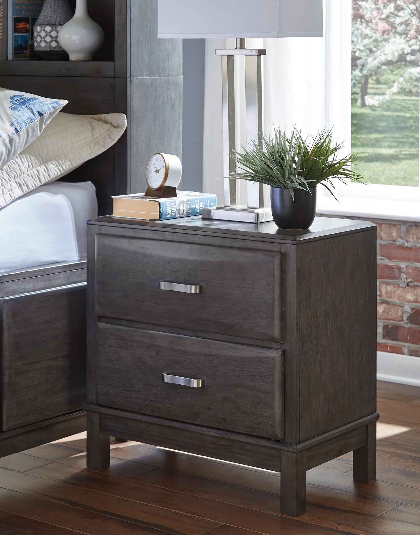 Cassel Furniture Outlet - Ashley Furniture - Caitbrook Bedroom - Two Drawer Night Stand / Gray - B476-92