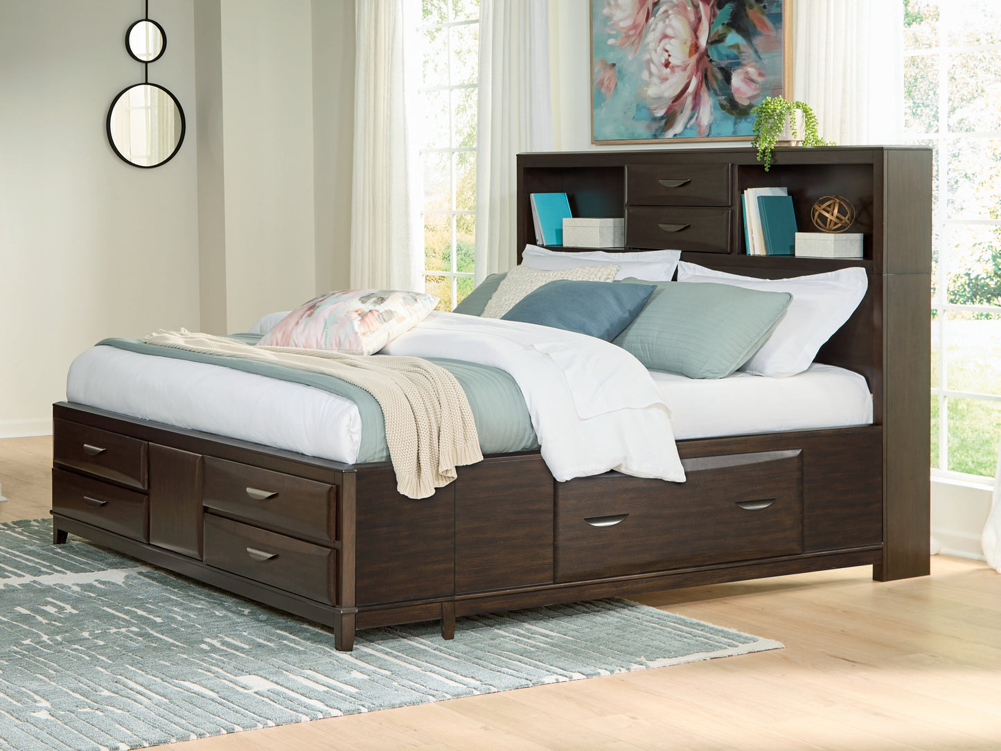 Cassel Furniture Outlet - Ashley Furniture - Vanmore Bedroom - California King Storage Bed / Dark Brown - B479B7