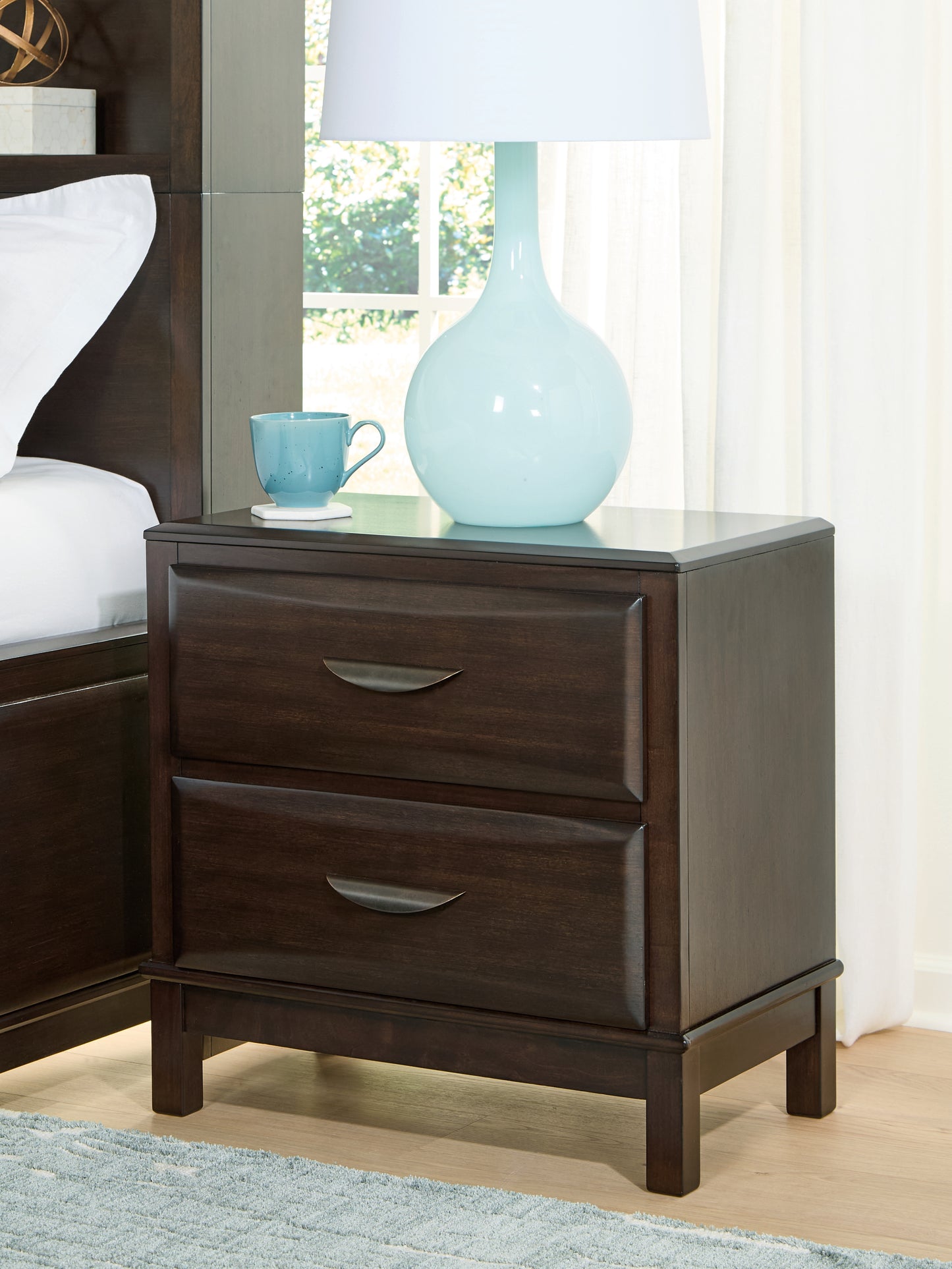 Cassel Furniture Outlet - Ashley Furniture - Vanmore Bedroom - Two Drawer Night Stand / Dark Brown - B479-92