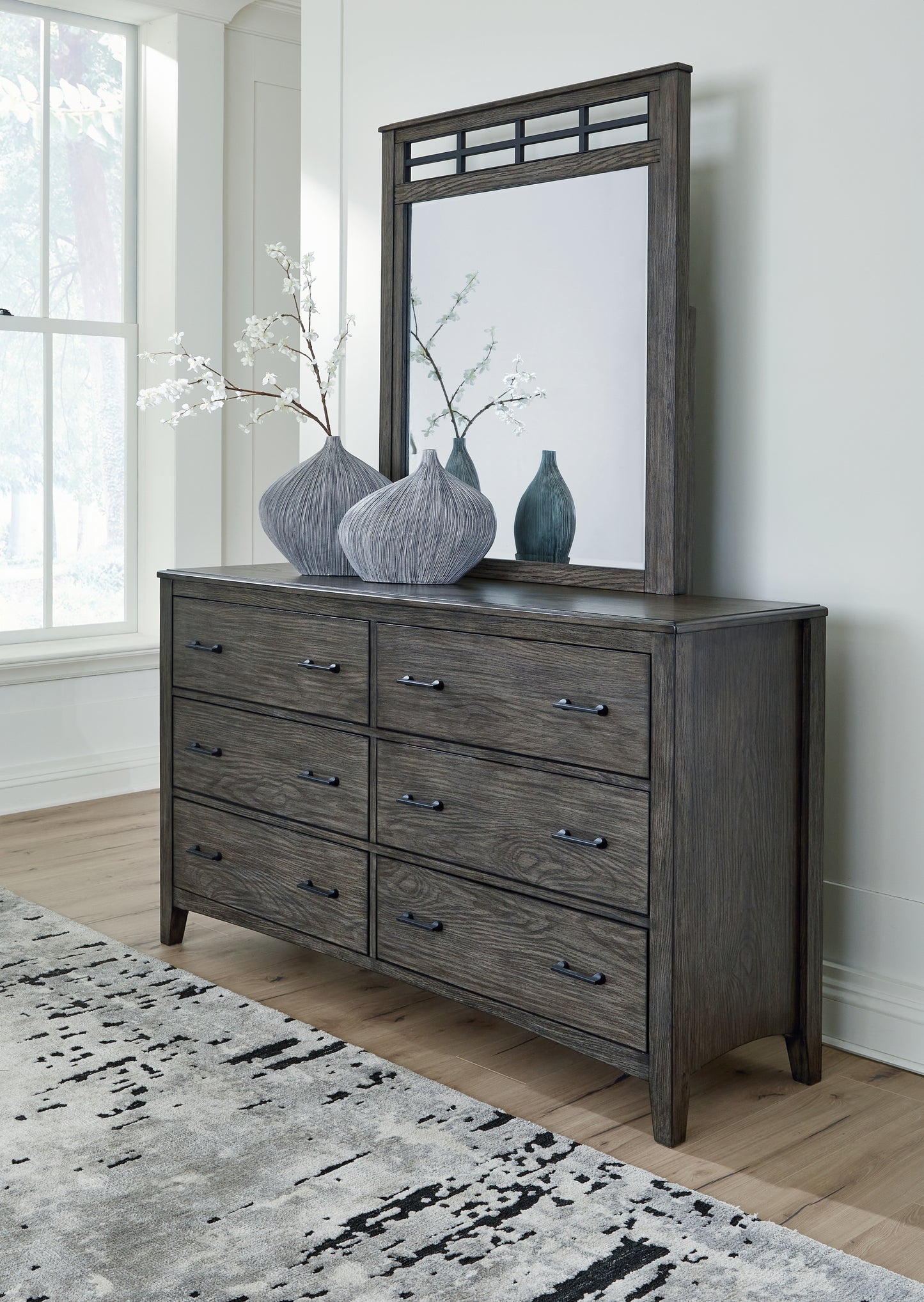 Cassel Furniture Outlet - Ashley Furniture - Montillan Bedroom - Dresser and Mirror / Grayish Brown - B651B1