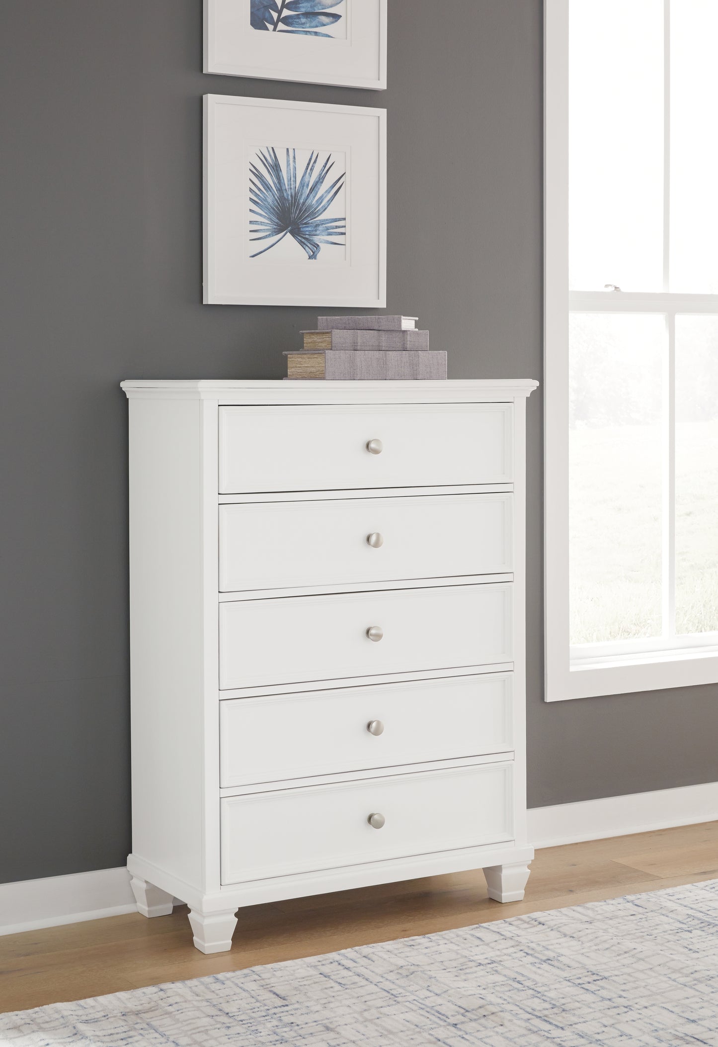 Cassel Furniture Outlet - Ashley Furniture - Fortman Bedroom - Five Drawer Chest / White - B680-46