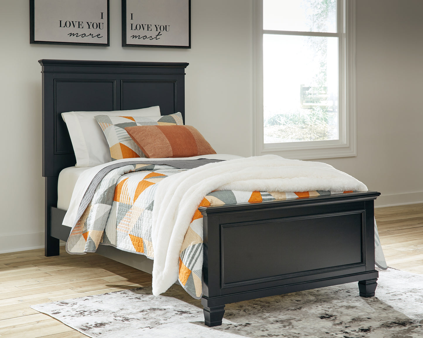 Cassel Furniture Outlet - Ashley Furniture - Lanolee Bedroom - Twin Panel Bed / Black - B687B2