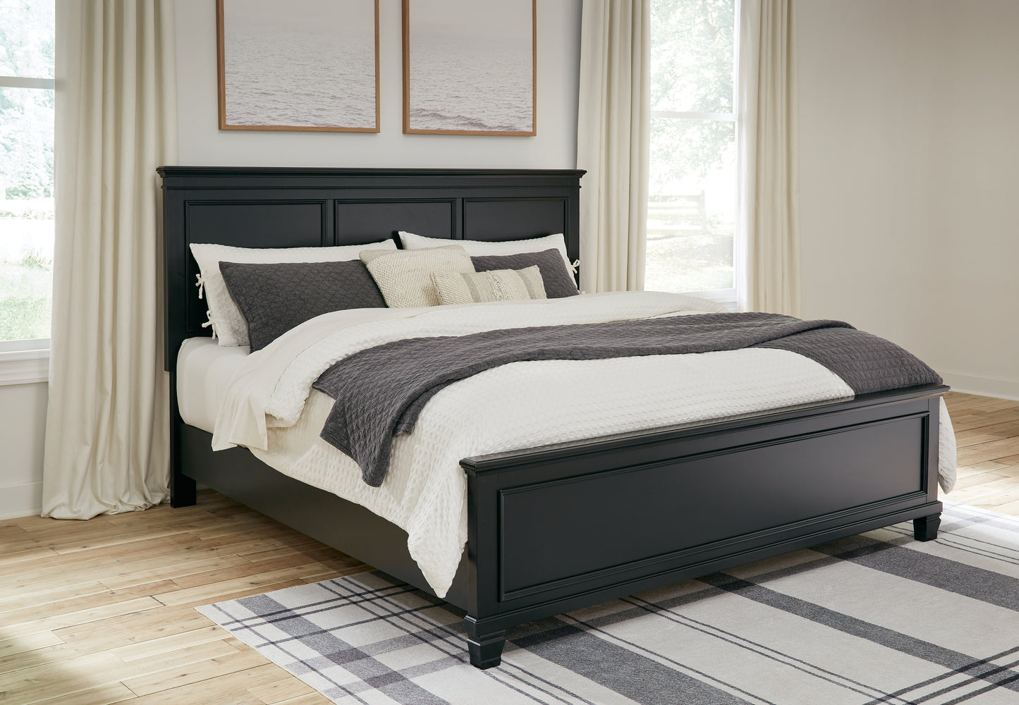 Cassel Furniture Outlet - Ashley Furniture - Lanolee Bedroom - King Panel Bed / Black - B687B8