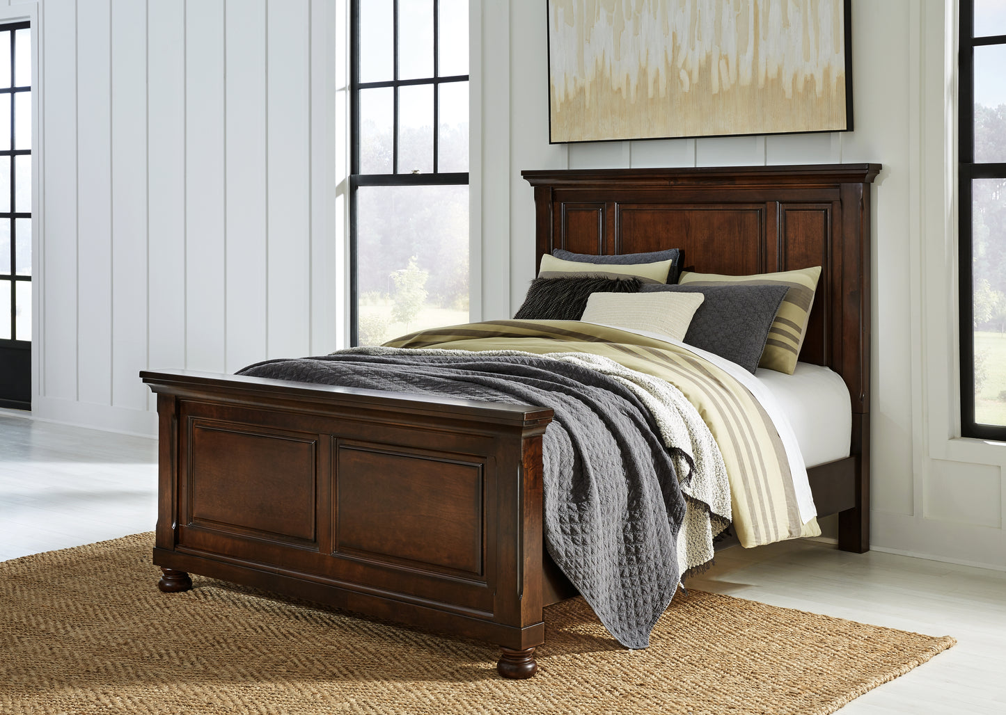 Cassel Furniture Outlet - Ashley Furniture - Porter Bedroom - Queen Panel Bed / Rustic Brown - B697B2
