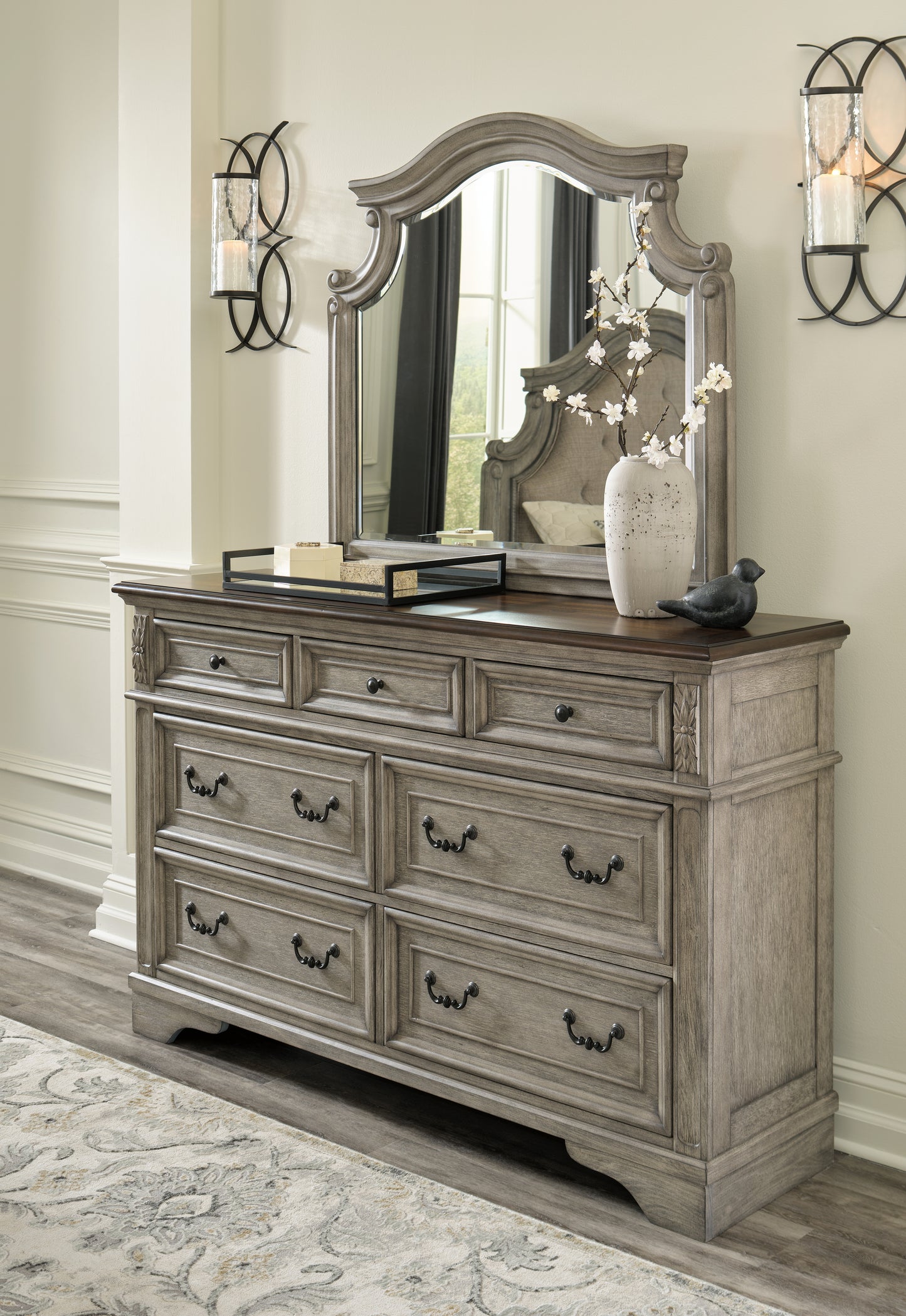 Cassel Furniture Outlet - Ashley Furniture - Lodenbay Bedroom - Dresser and Mirror / Antique Gray/Brown - B751B1
