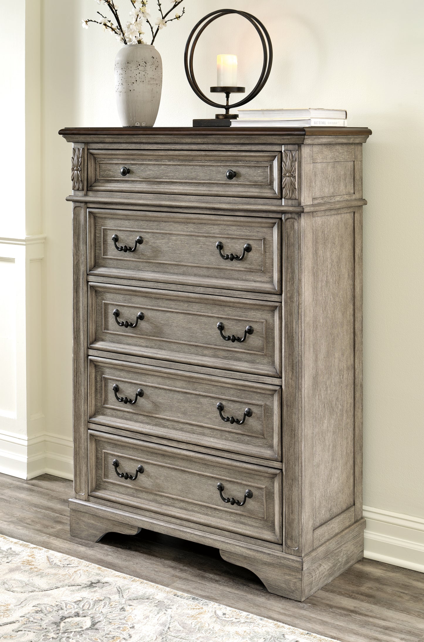 Cassel Furniture Outlet - Ashley Furniture - Lodenbay Bedroom - Five Drawer Chest / Antique Gray/Brown - B751-46
