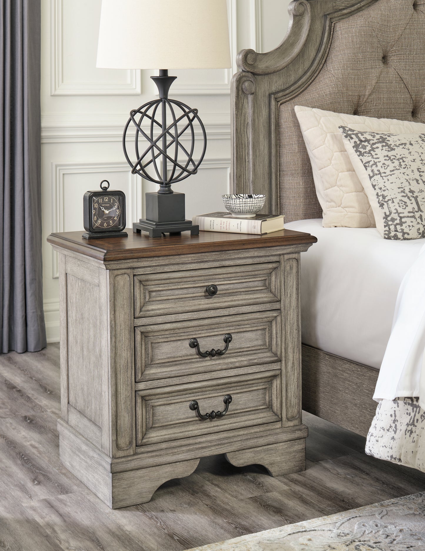 Cassel Furniture Outlet - Ashley Furniture - Lodenbay Bedroom - Three Drawer Night Stand / Antique Gray/Brown - B751-93