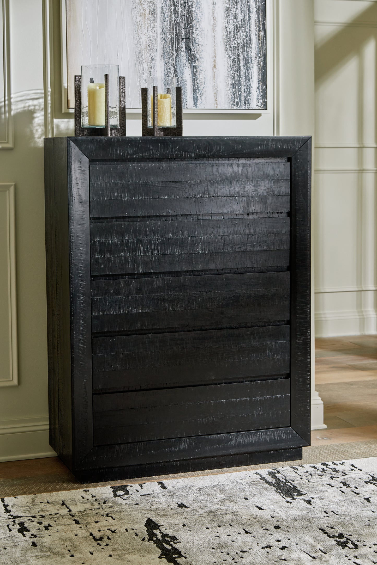 Cassel Furniture Outlet - Ashley Furniture - Londer Bedroom - Five Drawer Chest / Black - B768-46