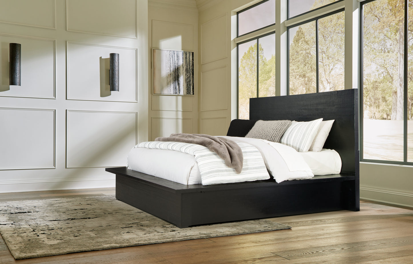 Cassel Furniture Outlet - Ashley Furniture - Londer Bedroom - Queen Panel Bed / Black - B768B2