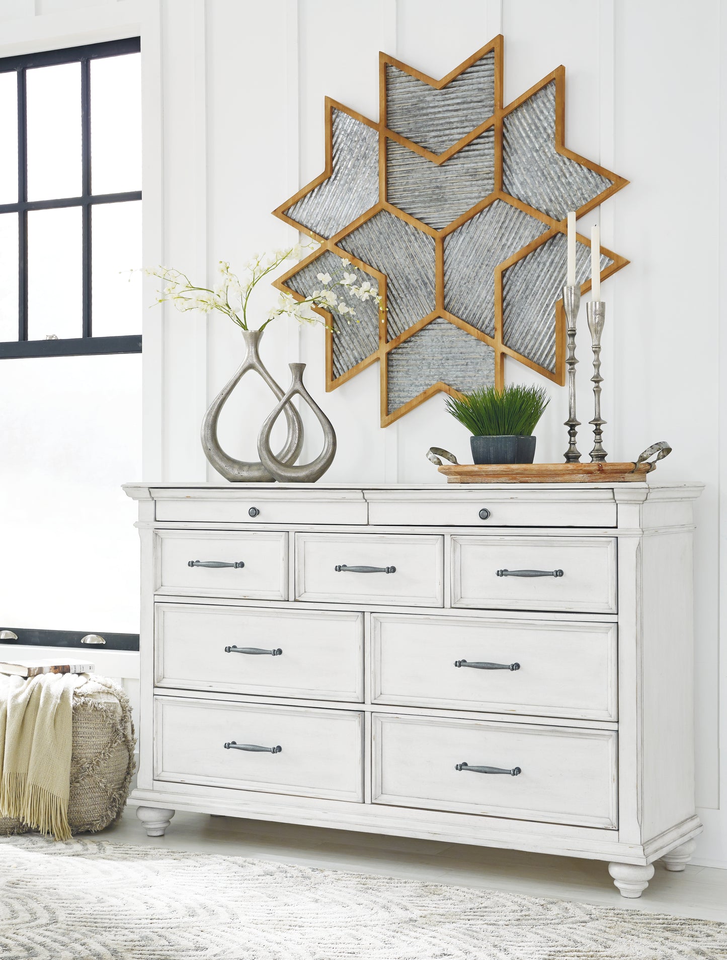 Cassel Furniture Outlet - Ashley Furniture - Kanwyn Bedroom - Dresser / Whitewash - B777-31