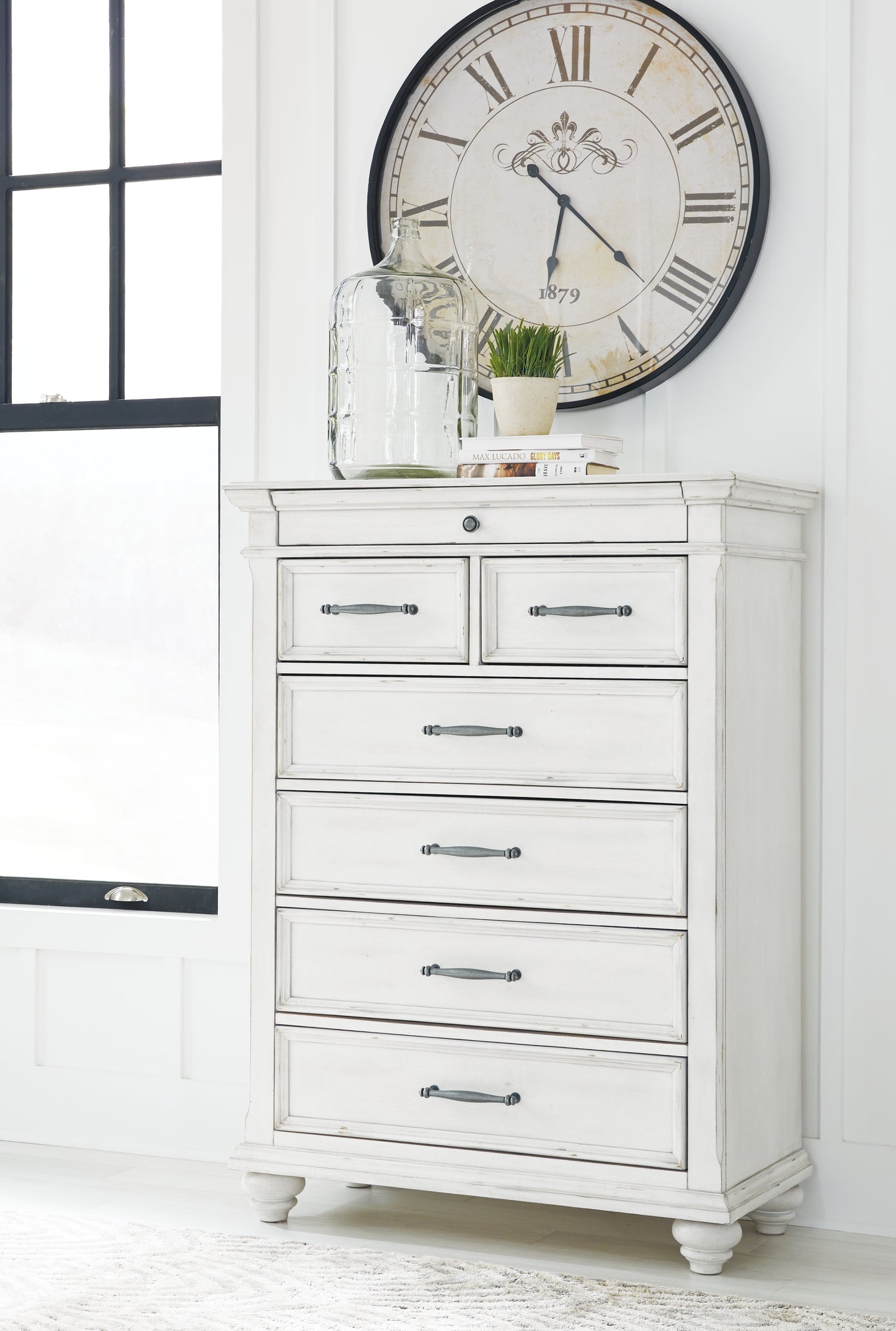 Cassel Furniture Outlet - Ashley Furniture - Kanwyn Bedroom - Chest / Whitewash - B777-46