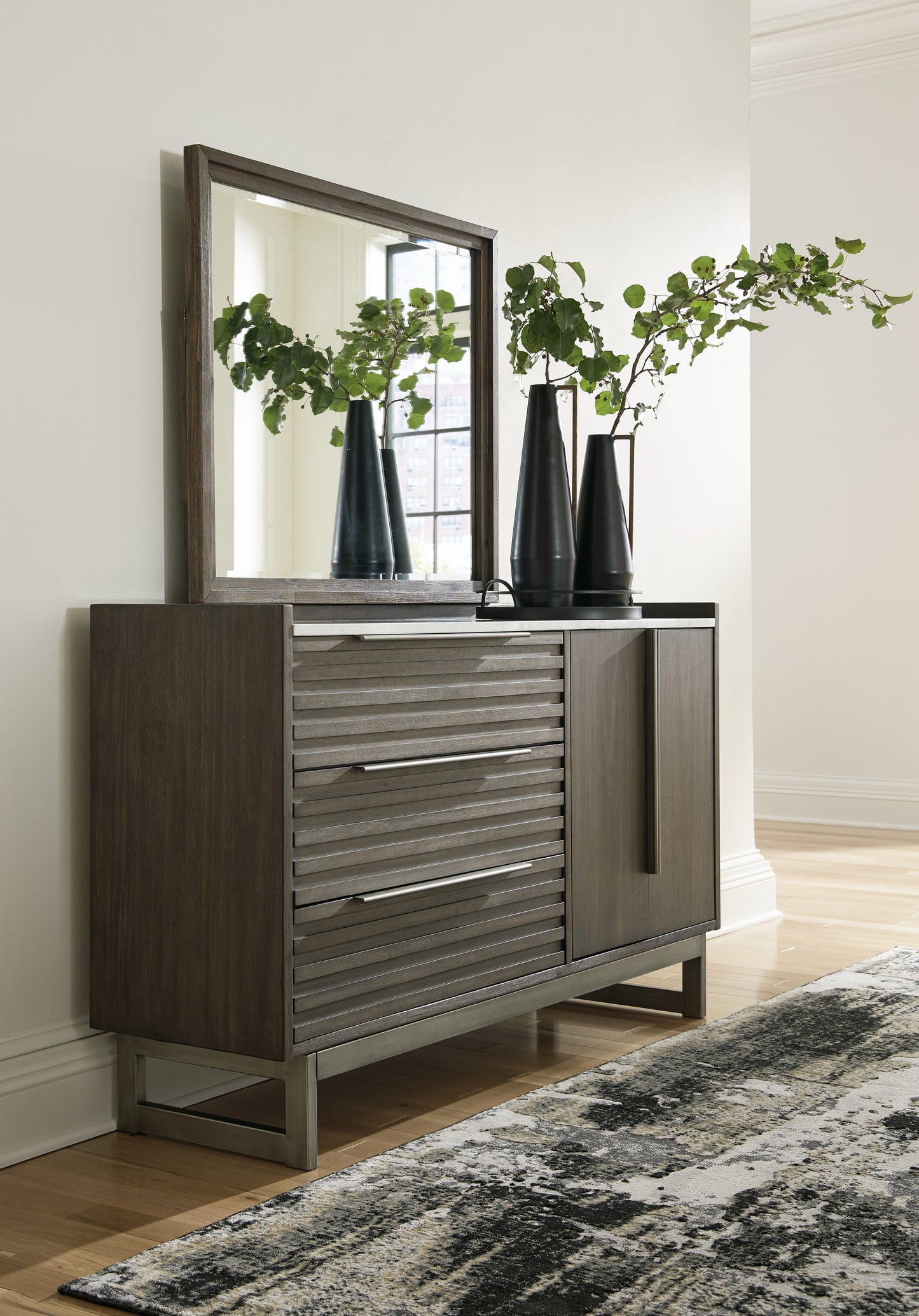 Cassel Furniture Outlet - Ashley Furniture - Arkenton Bedroom - Dresser and Mirror / Grayish Brown - B786B1
