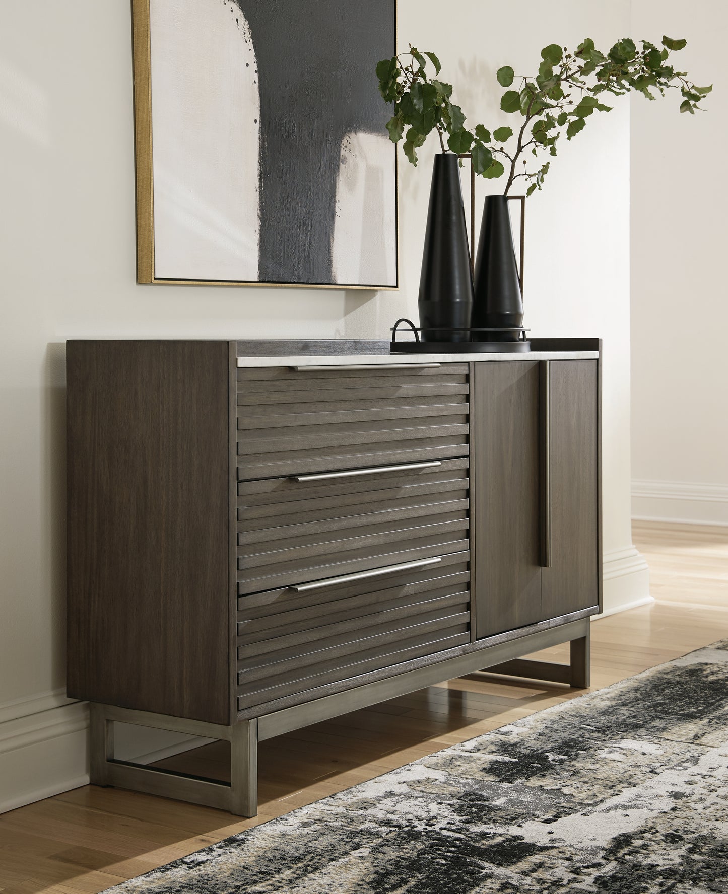 Cassel Furniture Outlet - Ashley Furniture - Arkenton Bedroom - Dresser and Mirror / Grayish Brown - B786B1