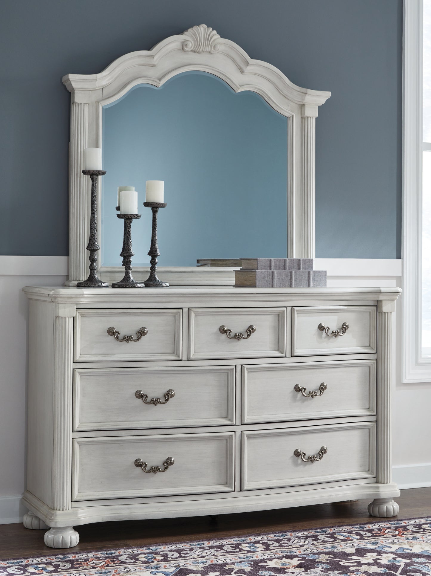 Cassel Furniture Outlet - Ashley Furniture - Montelaine Bedroom - Dresser and Mirror / Antique White - B795B1