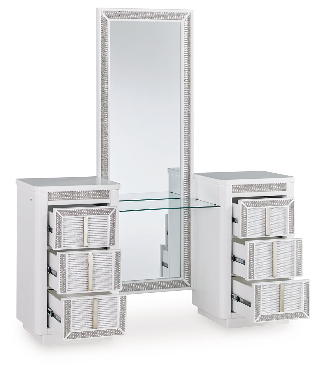 Cassel Furniture Outlet - Ashley Furniture - Chalanna Vanity with Mirror - Vanity with Mirror / White - B822B7