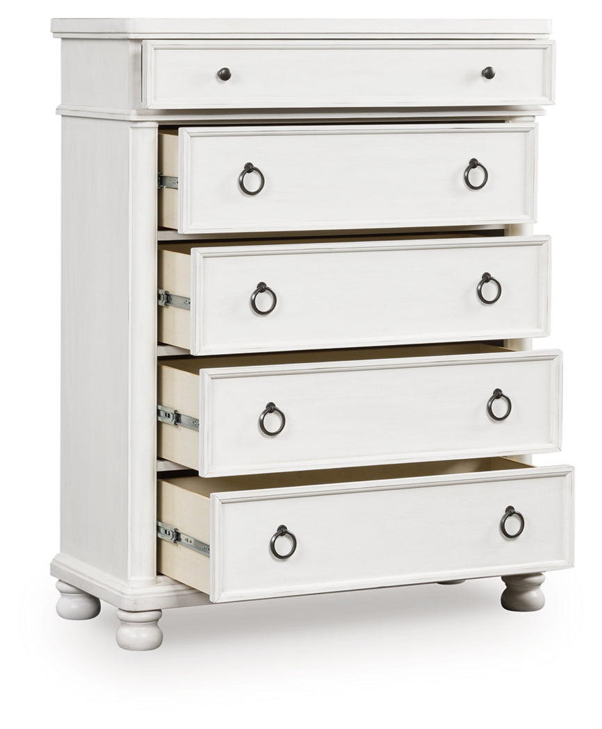Cassel Furniture Outlet - Ashley Furniture - Rowlenstown Bedroom - Five Drawer Chest / Antique White - PCB823-46