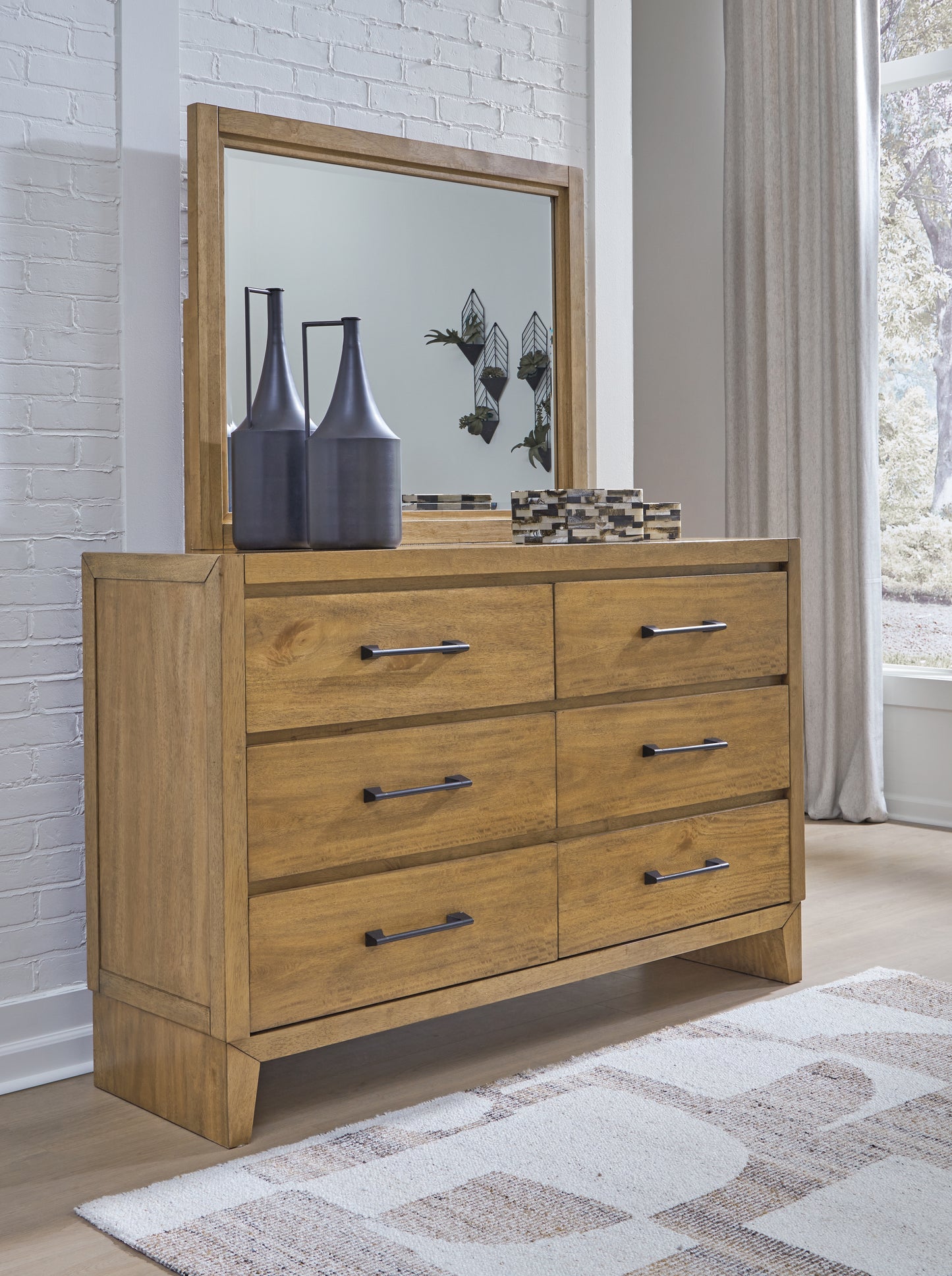 Cassel Furniture Outlet - Ashley Furniture - Sherbana Bedroom - Dresser and Mirror / Light Brown - B833B1