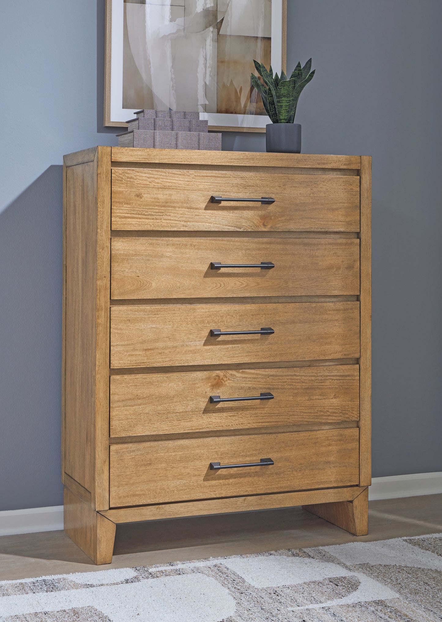 Cassel Furniture Outlet - Ashley Furniture - Sherbana Bedroom - Five Drawer Chest / Light Brown - B833-46
