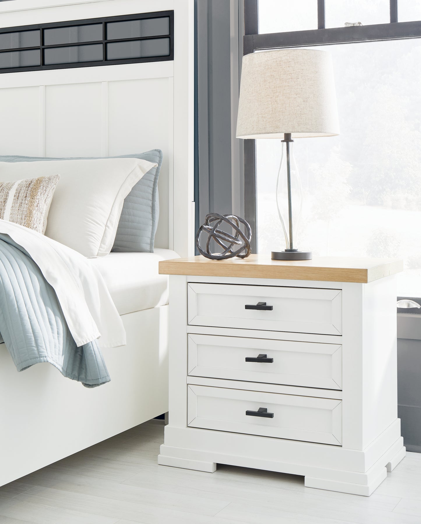 Cassel Furniture Outlet - Ashley Furniture - Ashbryn Bedroom - Three Drawer Night Stand / White/Natural - B844-93