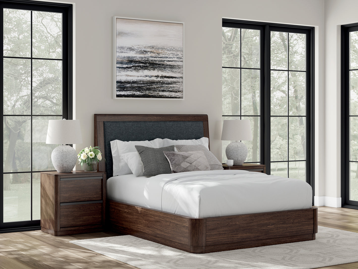 Cassel Furniture Outlet - Ashley Furniture - Dilenno Bedroom - Queen Upholstered Panel Bed / Dark Brown - PCB857B4