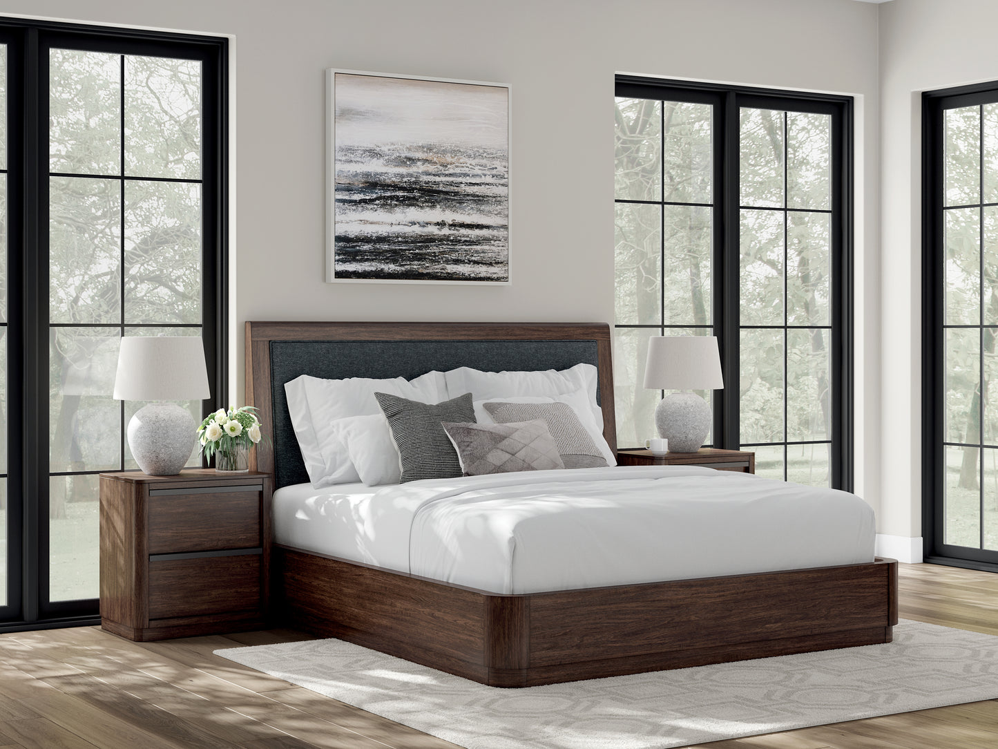 Cassel Furniture Outlet - Ashley Furniture - Dilenno Bedroom - King Upholstered Panel Bed / Dark Brown - PCB857B8