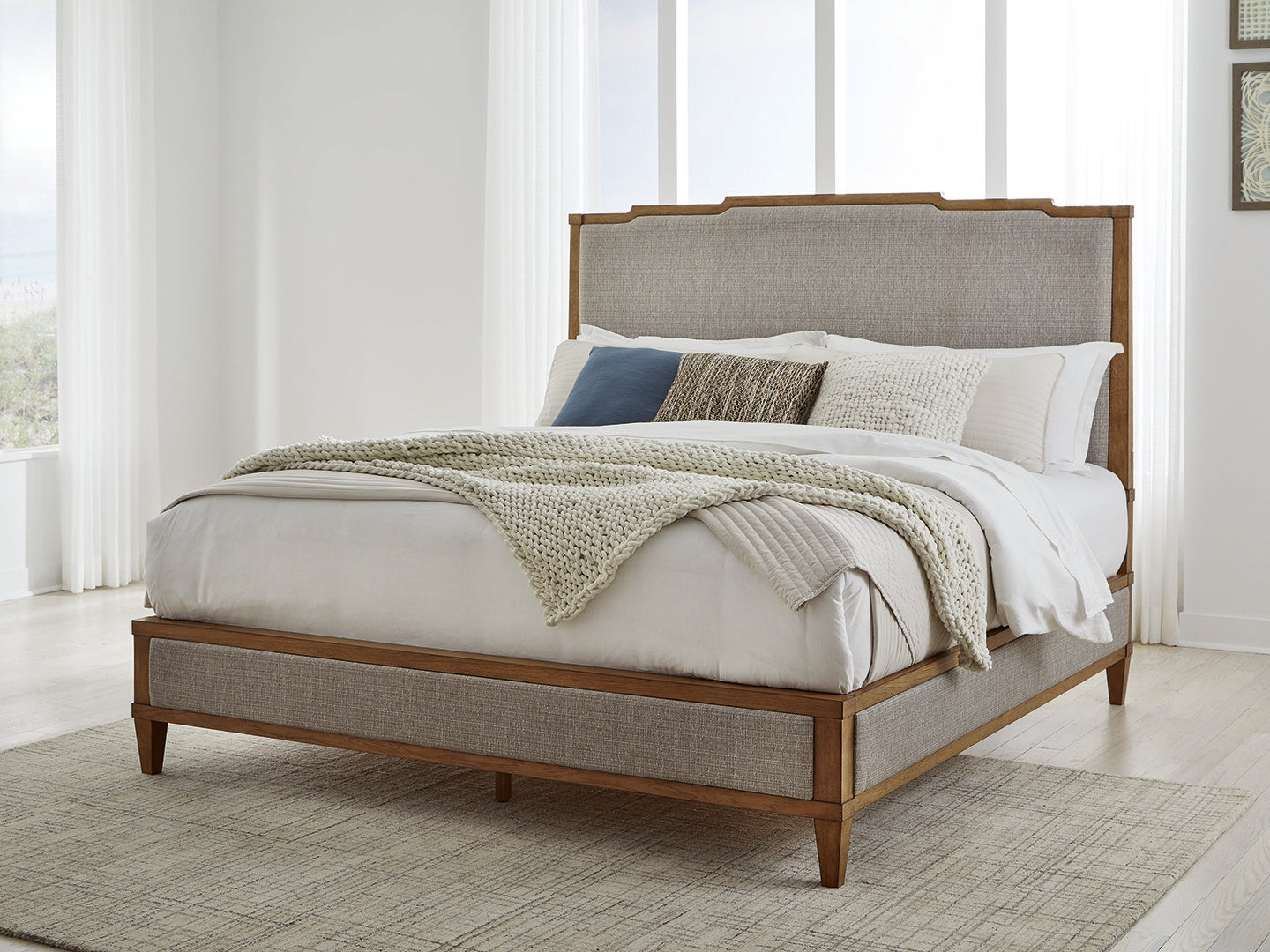 Cassel Furniture Outlet - Ashley Furniture - Sharlance Bedroom - King Upholstered Panel Bed / Light Brown - B895B6