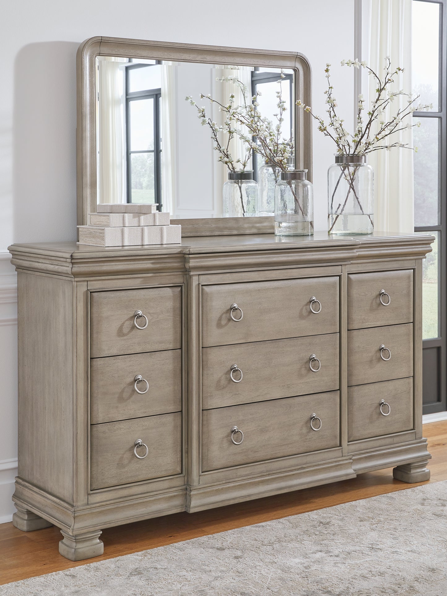 Cassel Furniture Outlet - Ashley Furniture - Lexorne Bedroom - Dresser and Mirror / Gray - B924B1