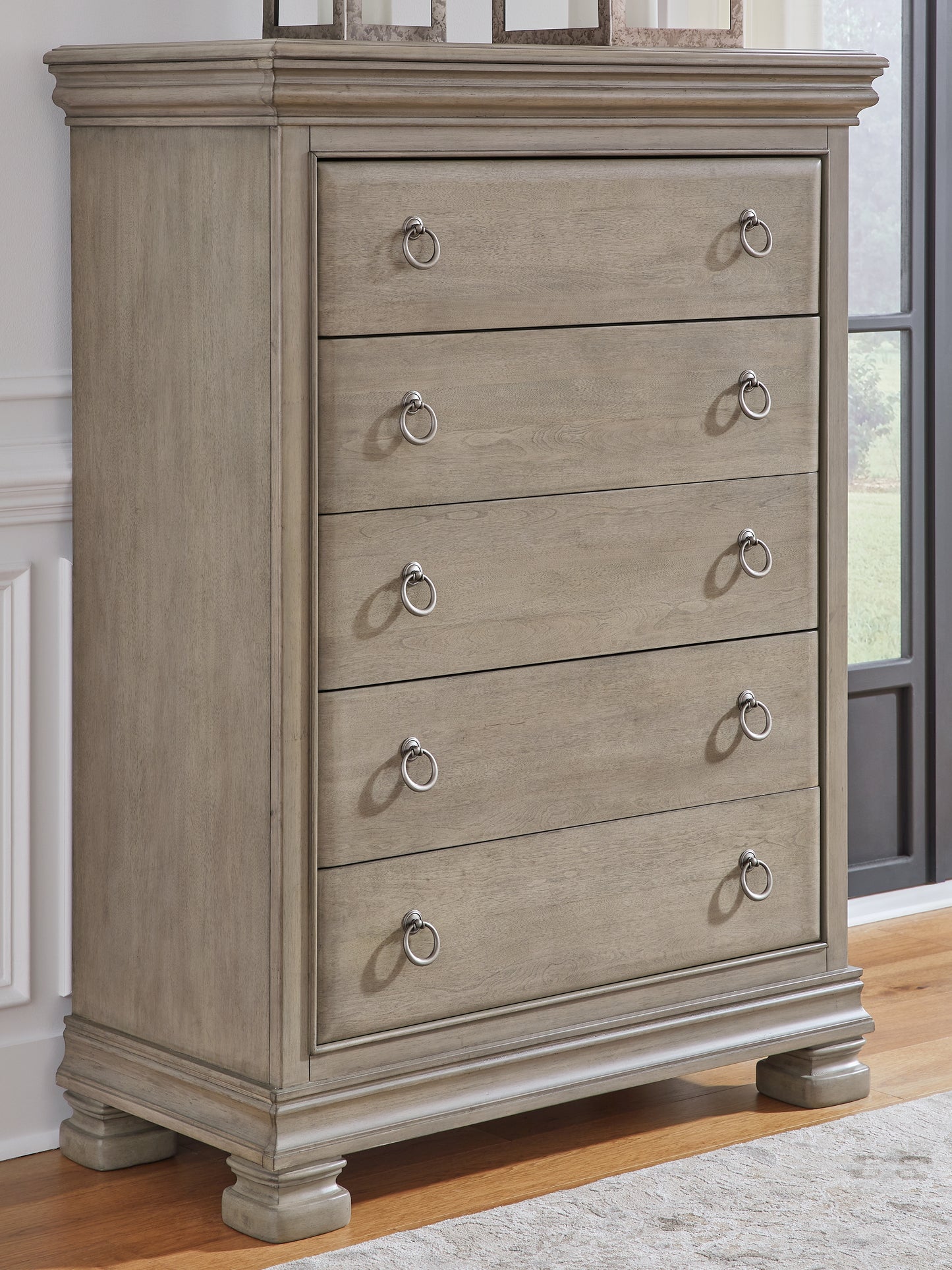 Cassel Furniture Outlet - Ashley Furniture - Lexorne Bedroom - Five Drawer Chest / Gray - B924-46