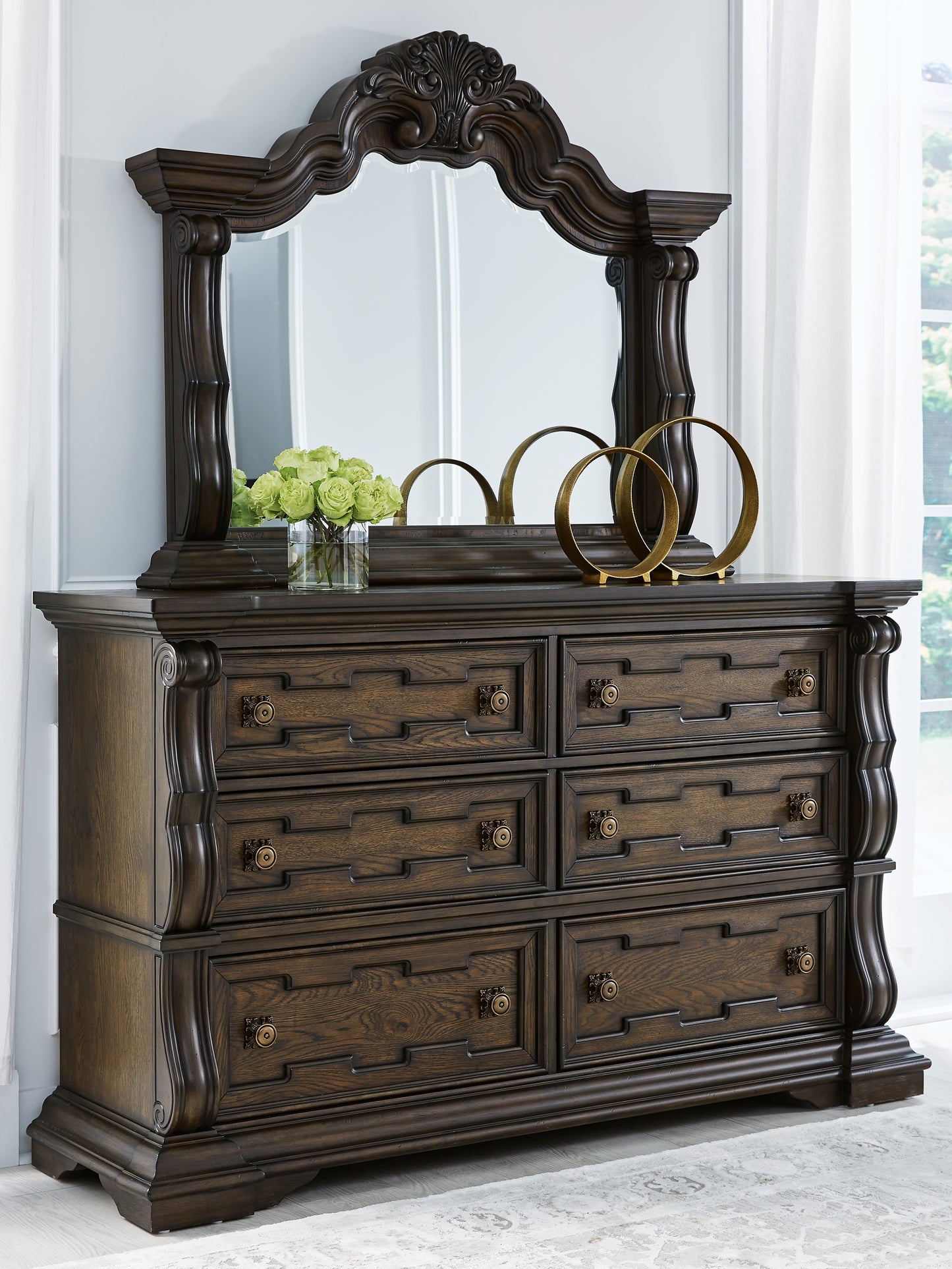 Cassel Furniture Outlet - Ashley Furniture - Maylee Bedroom - Dresser and Mirror / Dark Brown - B947B1
