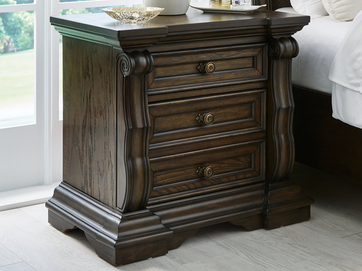 Cassel Furniture Outlet - Ashley Furniture - Maylee Bedroom - Three Drawer Night Stand / Dark Brown - B947-93