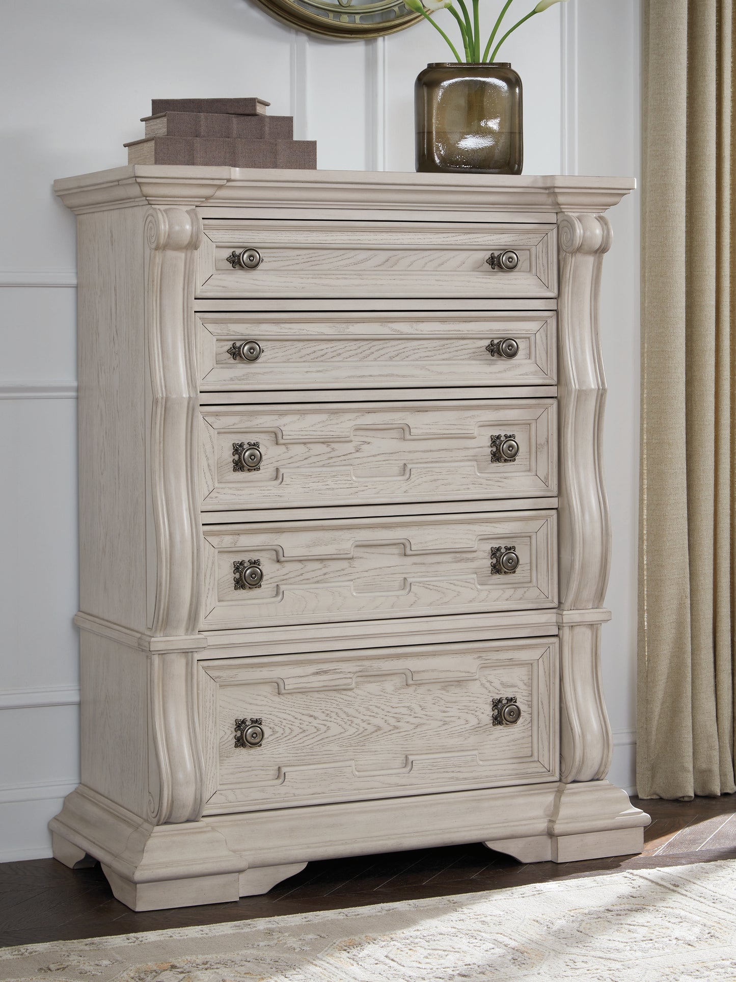 Cassel Furniture Outlet - Ashley Furniture - Bruchandi Bedroom - Five Drawer Chest / Antique White - PCB948-46