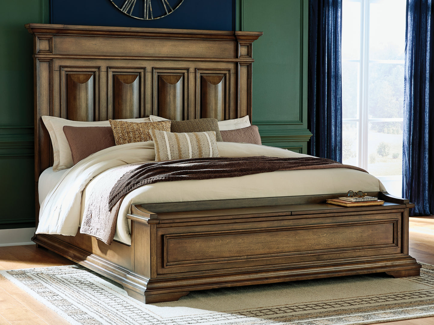 Cassel Furniture Outlet - Ashley Furniture - Frantanna Bedroom - King Panel Storage Bed / Brown - PCB949B8