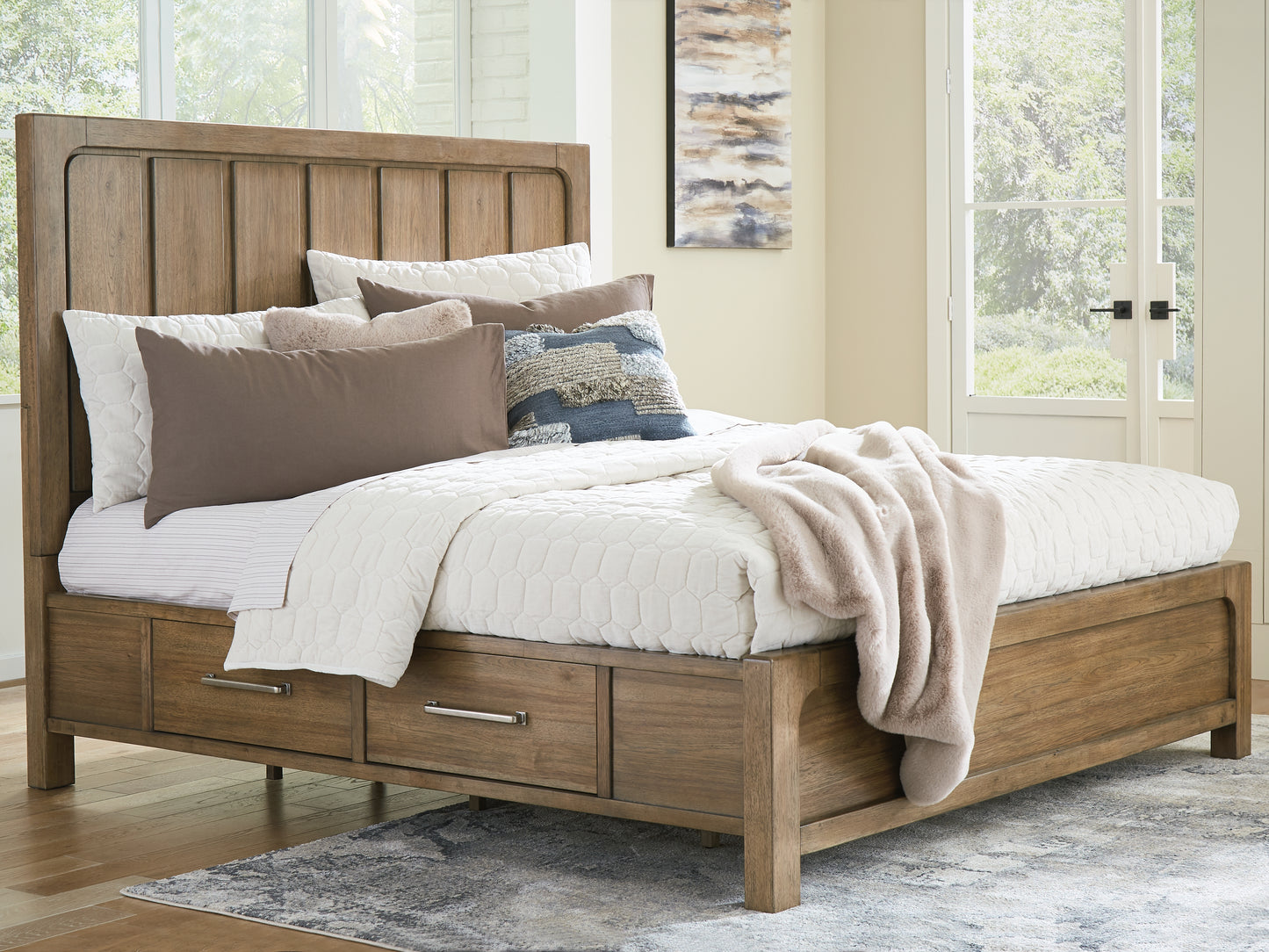Cassel Furniture Outlet - Ashley Furniture - Cabalynn Bedroom - Queen Panel Bed with Storage / Light Brown - B974B4