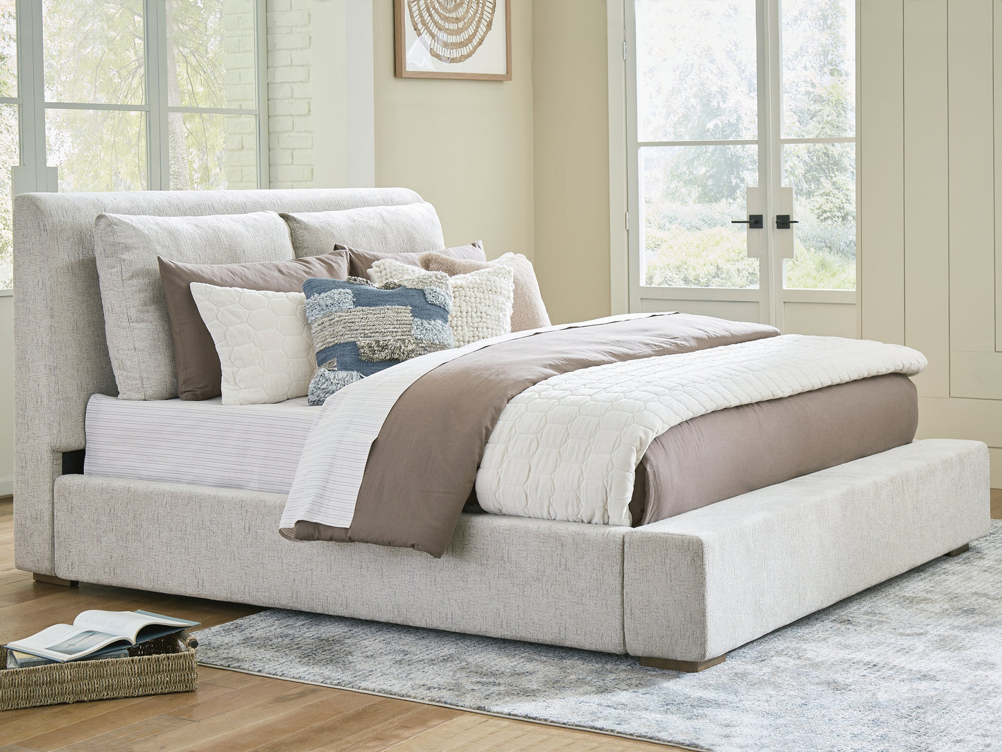 Cassel Furniture Outlet - Ashley Furniture - Cabalynn Bedroom - Queen Upholstered Bed / Light Brown - B974B2