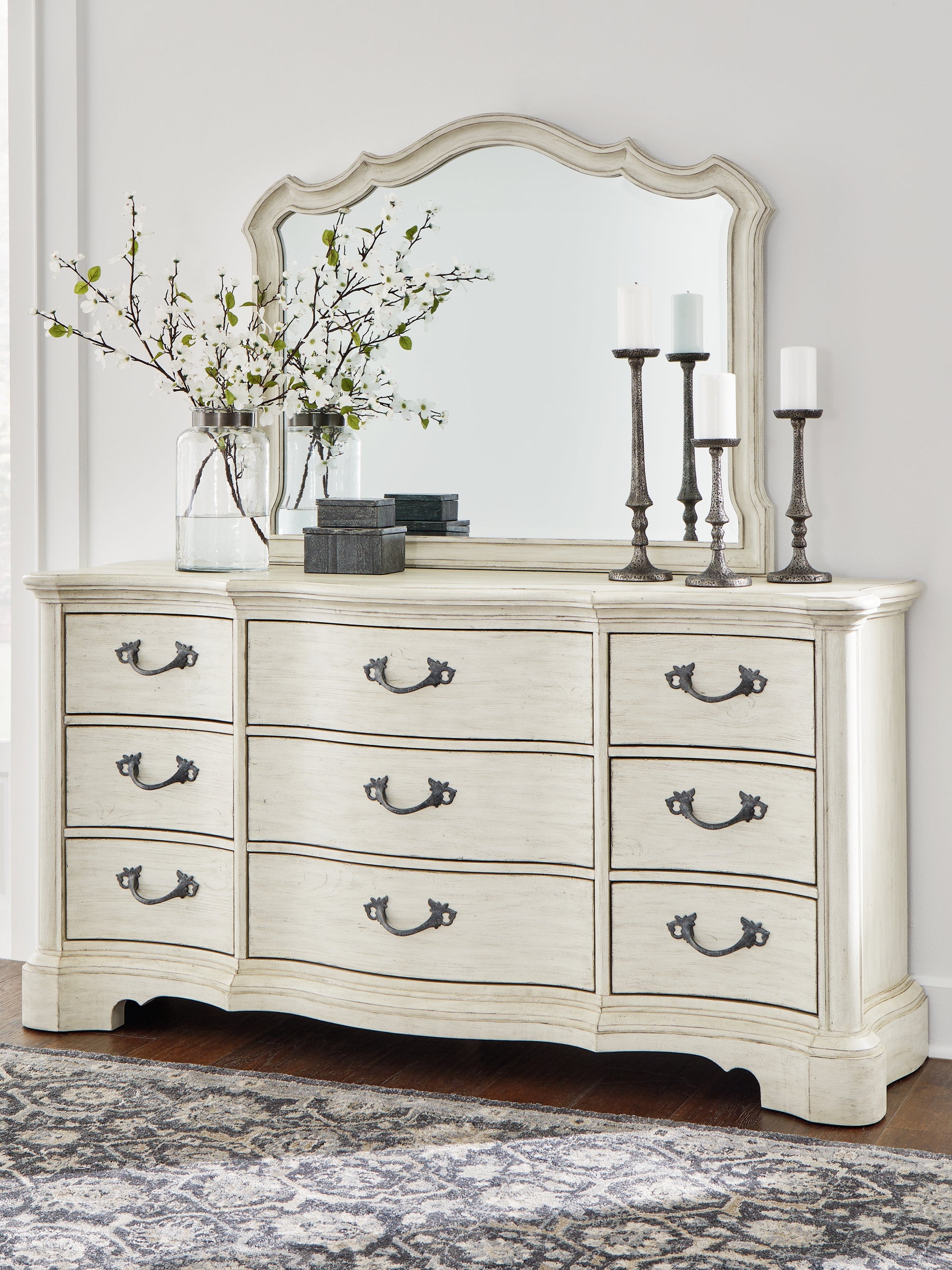 Cassel Furniture Outlet - Ashley Furniture - Arlendyne Bedroom - Dresser and Mirror / Antique White - B980B1