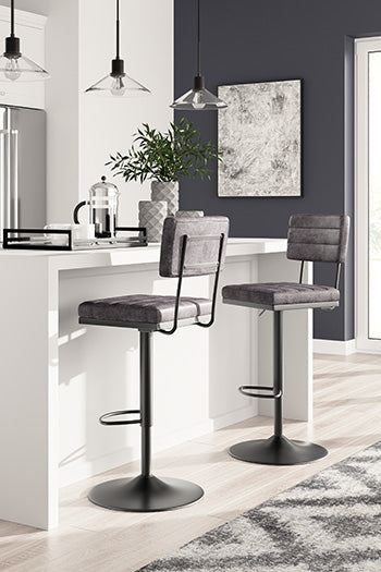 Cassel Furniture Outlet - Ashley Furniture - Strumford Dining Room - Bar Height Bar Stool (Set of 2) / Gray/Black - D119-630X2