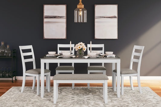 Cassel Furniture Outlet - Ashley Furniture - Stonehollow Dining Room - RECT DRM Table Set (6/CN) / White/Gray - D382-325