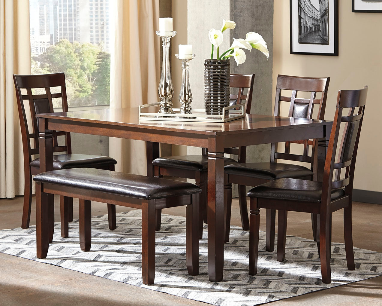 Cassel Furniture Outlet - Ashley Furniture - Bennox Dining Room - Dining Room Table Set (6/CN) / Brown - D384-325
