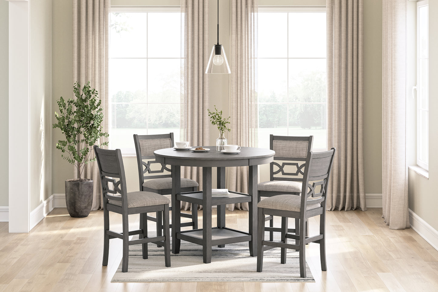 Cassel Furniture Outlet - Ashley Furniture - Wrenning Dining Room - DRM Counter Table Set (5/CN) / Gray - D425-223