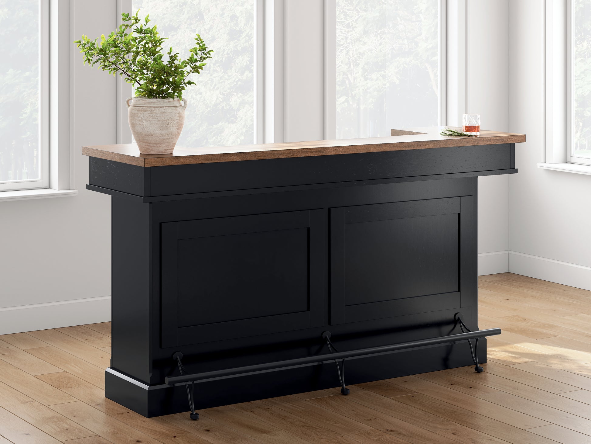 Cassel Furniture Outlet - Ashley Furniture - Wildenauer 78" Bar - Bar / Brown/Black - D634-65