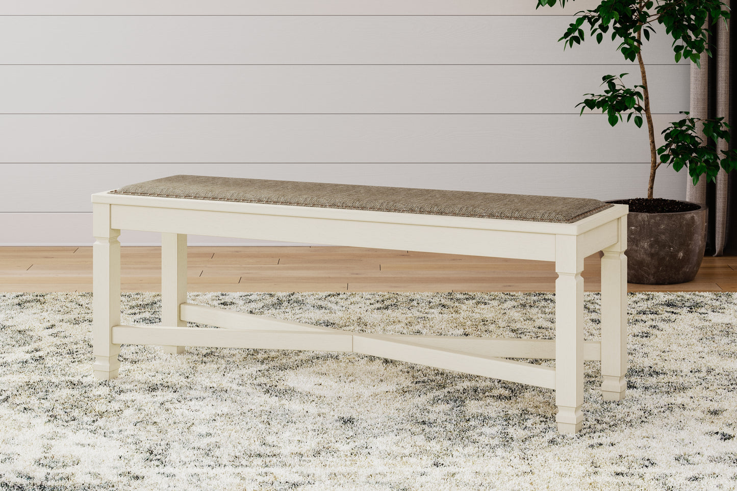 Cassel Furniture Outlet - Ashley Furniture - Bolanburg Dining Bench - Large UPH Dining Room Bench / Two-tone / 50"W x 15"D x 20"H - D647-00