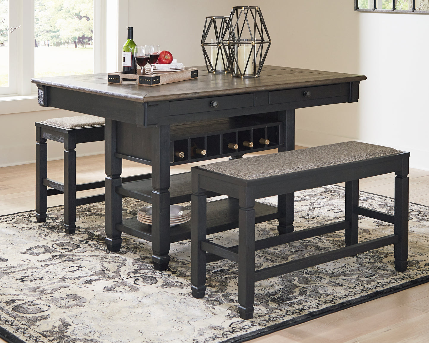 Cassel Furniture Outlet - Ashley Furniture - Tyler Creek Dining Room - RECT Dining Room Counter Table / Black/Gray / 60"W x 40"D x 36"H - D736-32