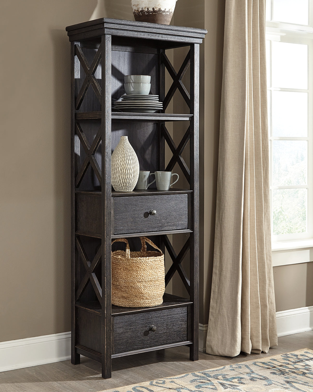 Cassel Furniture Outlet - Ashley Furniture - Tyler Creek Dining Room - Display Cabinet / Black/Gray / 28"W x 16"D x 75"H - D736-76