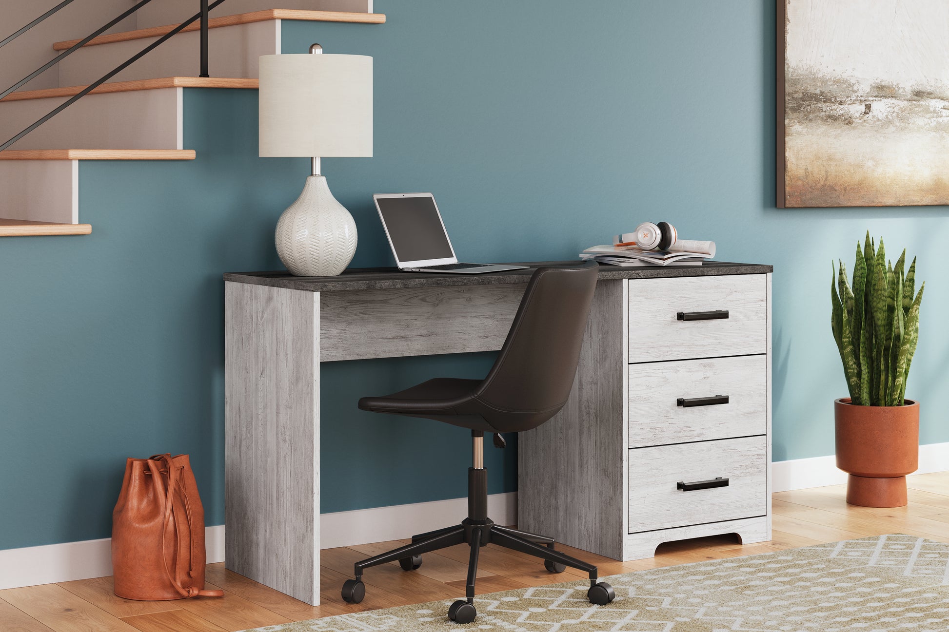 Cassel Furniture Outlet - Ashley Furniture - Shawburn Office Desk - Home Office Desk / White/Dark Charcoal Gray - H4121-34