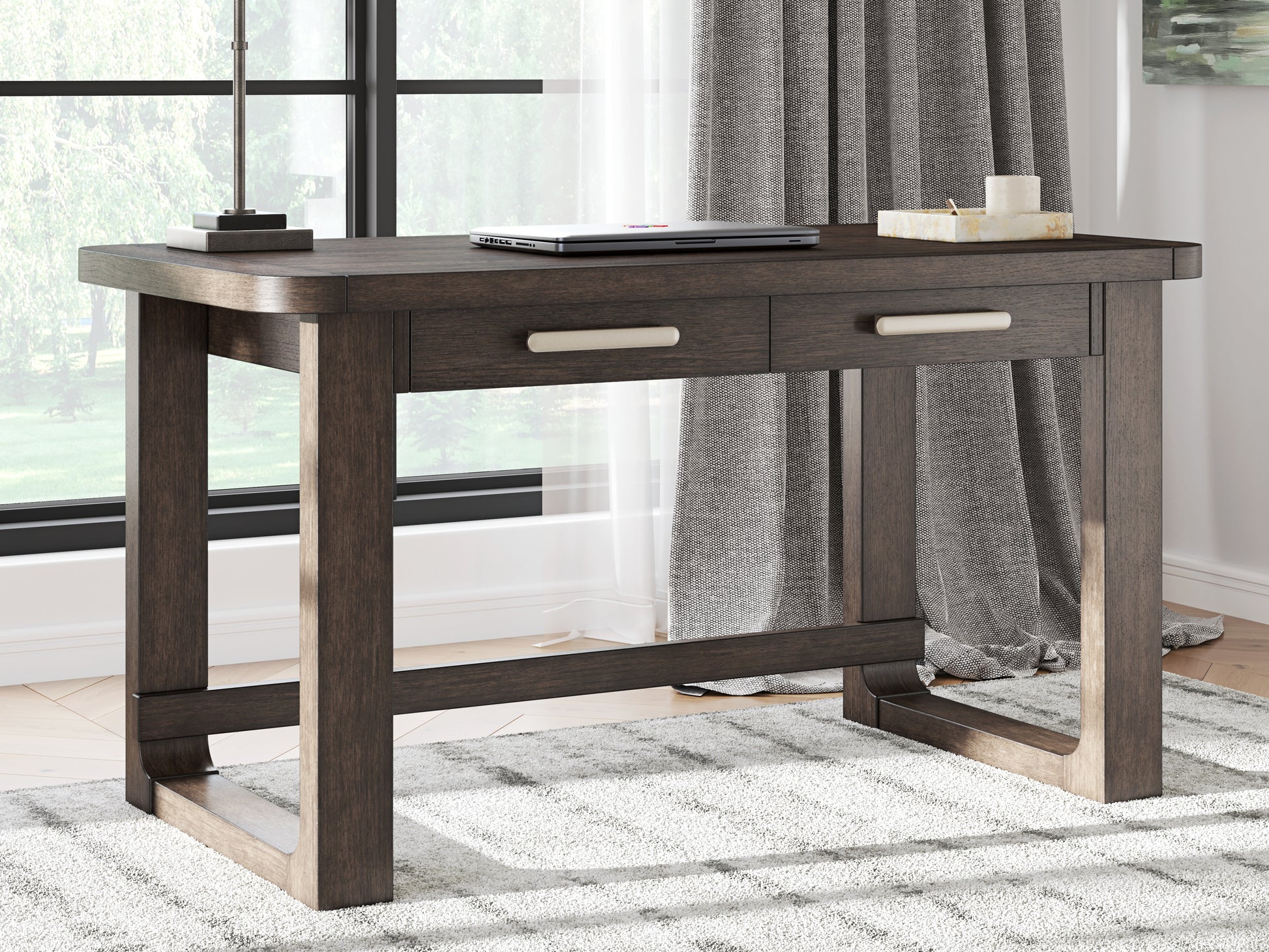 Cassel Furniture Outlet - Ashley Furniture - Breckington Office Desk - Home Office Desk / Dark Brown - H556-44