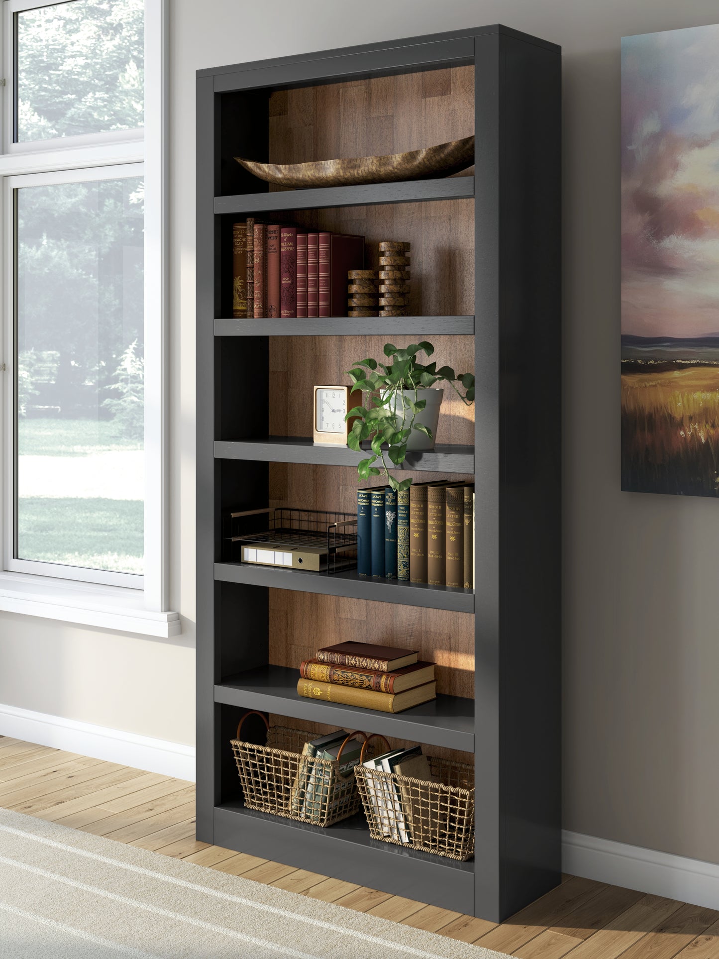 Cassel Furniture Outlet - Ashley Furniture - Wildenauer Bookcase - Bookcase / Brown/Black - H664-70